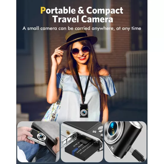 Fotocamera Digitale 4K 48MP Con Visione Notturna, Time Lapse, Webcam, Slow Motion – Per Vlogging E Streaming Live