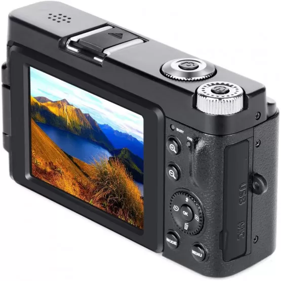 Andoer Fotocamera digitale, 1080P, fotocamera compatta da 44 MP, 2,5, con zoom digitale, scheda di memoria da 32 GB, 2 batterie per studenti, adolescenti, ragazze, ragazzi, rosa